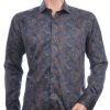 CORRINO Italiaans Slim Fit Heren Overhemd met Allover Paisley Dessin – Bruin