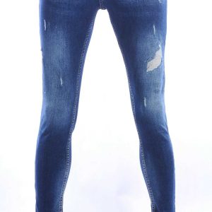 ICON2 hippie gescheurde slim fit stretch skinny heren jeans Blauw