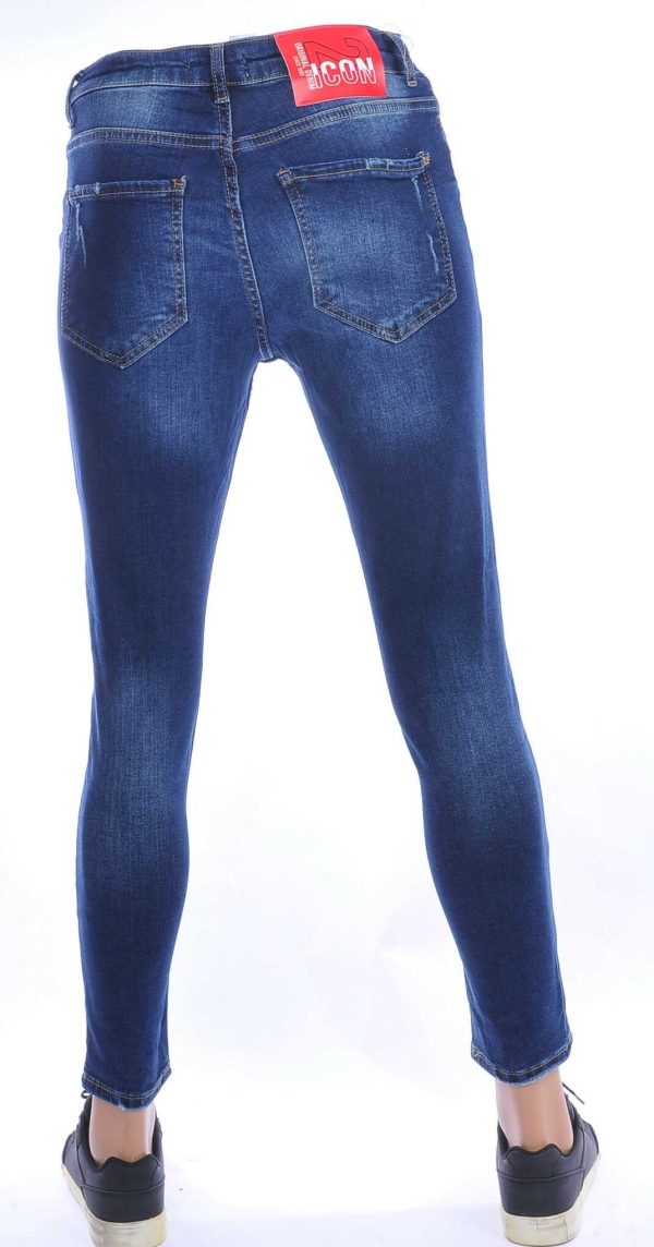 ICON2 hippie gescheurde slim fit stretch skinny heren jeans Blauw