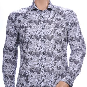 Gabano OLYMP State of Art Blue Industry A fish named fred Wolff Blitz Moncler DIOR Philipp Plein PRADA Louis Vuitton GUCCI VERSACE KENZO Dsquared2 Levi's CHASIN G-STAR DOLCE & GABBANA DIESEL PME LEGEND WAM DENIM LACOSTE trendy modern fit allover bloemen dessin heren overhemd Grijs