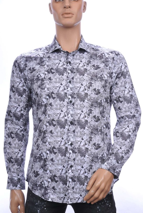 Gabano OLYMP State of Art Blue Industry A fish named fred Wolff Blitz Moncler DIOR Philipp Plein PRADA Louis Vuitton GUCCI VERSACE KENZO Dsquared2 Levi's CHASIN G-STAR DOLCE & GABBANA DIESEL PME LEGEND WAM DENIM LACOSTE trendy modern fit allover bloemen dessin heren overhemd Grijs