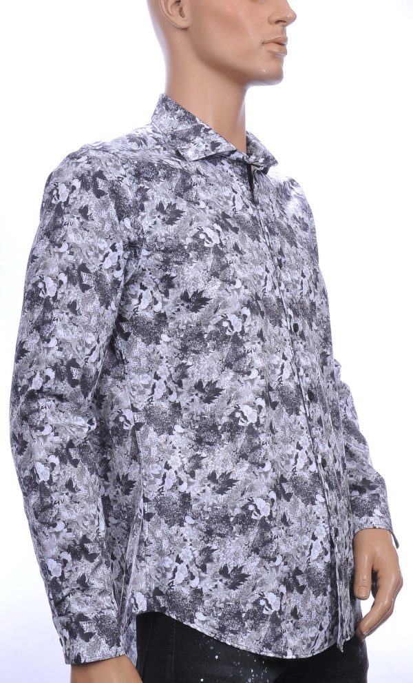 Gabano OLYMP State of Art Blue Industry A fish named fred Wolff Blitz Moncler DIOR Philipp Plein PRADA Louis Vuitton GUCCI VERSACE KENZO Dsquared2 Levi's CHASIN G-STAR DOLCE & GABBANA DIESEL PME LEGEND WAM DENIM LACOSTE trendy modern fit allover bloemen dessin heren overhemd Grijs