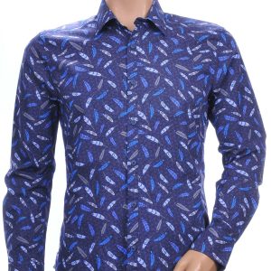 Gabano OLYMP State of Art Blue Industry A fish named fred Wolff Blitz Moncler DIOR Philipp Plein PRADA Louis Vuitton GUCCI VERSACE KENZO Dsquared2 Levi's CHASIN G-STAR DOLCE & GABBANA DIESEL PME LEGEND WAM DENIM LACOSTE trendy modern fit allover veren dessin heren overhemd Navy