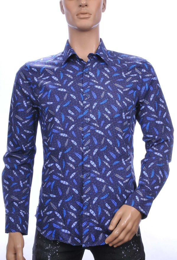 Gabano OLYMP State of Art Blue Industry A fish named fred Wolff Blitz Moncler DIOR Philipp Plein PRADA Louis Vuitton GUCCI VERSACE KENZO Dsquared2 Levi's CHASIN G-STAR DOLCE & GABBANA DIESEL PME LEGEND WAM DENIM LACOSTE trendy modern fit allover veren dessin heren overhemd Navy