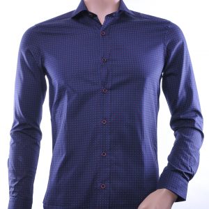 Gabano trendy modern fit allover puntjes dessin heren overhemd, G182 Zwart