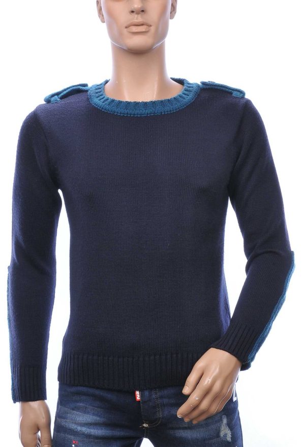 Polim&Pier DIOR Philipp Plein PRADA Louis Vuitton GUCCI VERSACE KENZO Dsquared2 Levi's CHASIN G-STAR DOLCE & GABBANA DIESEL PME LEGEND WAM DENIM LACOSTE trendy grof gebreide ronde hals heren wintertrui Navy