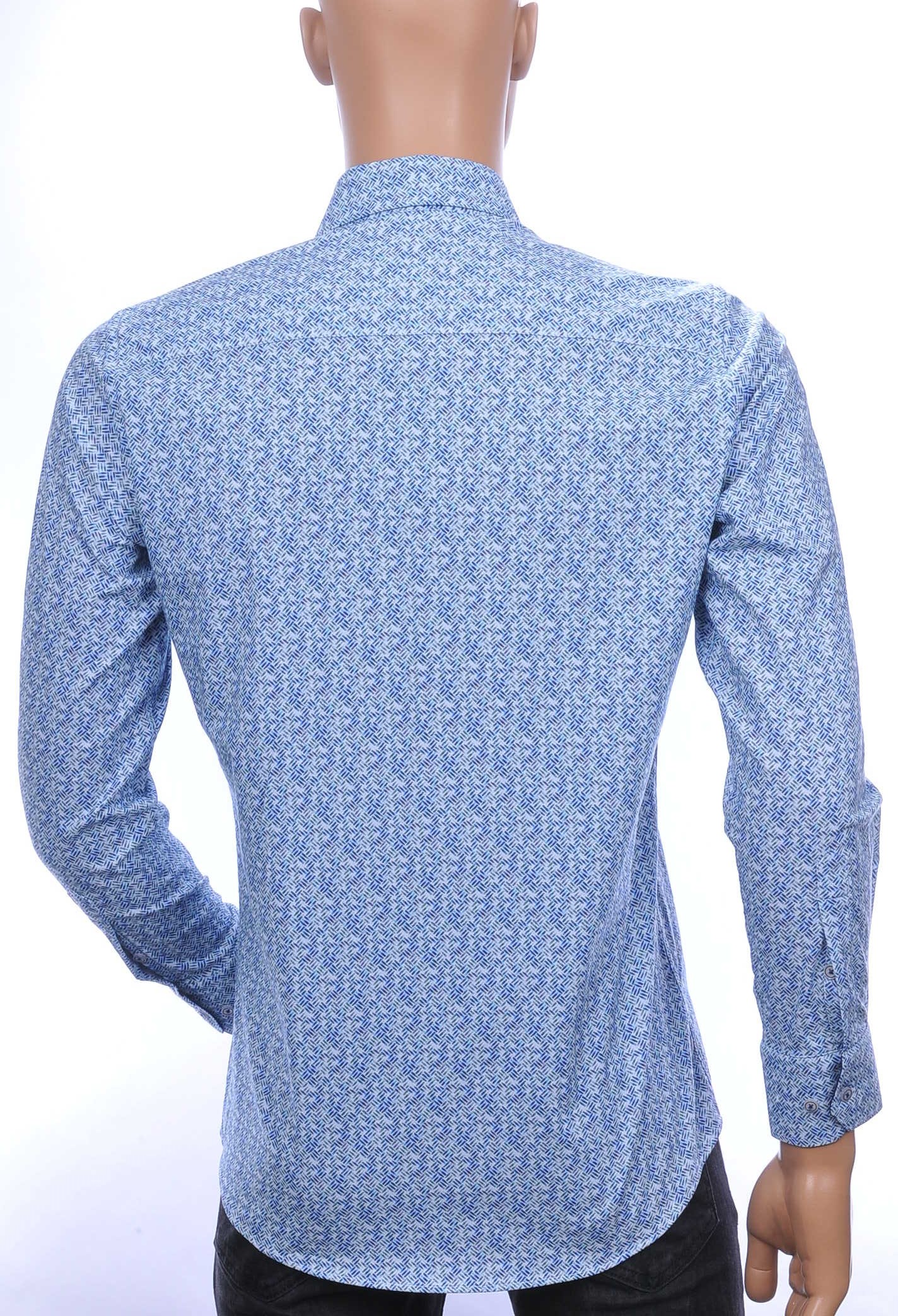 ARISTO Wolff Blitz Moncler DIOR Philipp Plein PRADA Louis Vuitton GUCCI VERSACE KENZO Dsquared2 Levi's CHASIN G-STAR DOLCE & GABBANA DIESEL PME LEGEND WAM DENIM LACOSTE trendy allover modern dessin heren overhemd Blauw