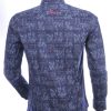 BIBLOS Italiaanse getailleerd slim fit allover paisley dessin heren overhemd Navy