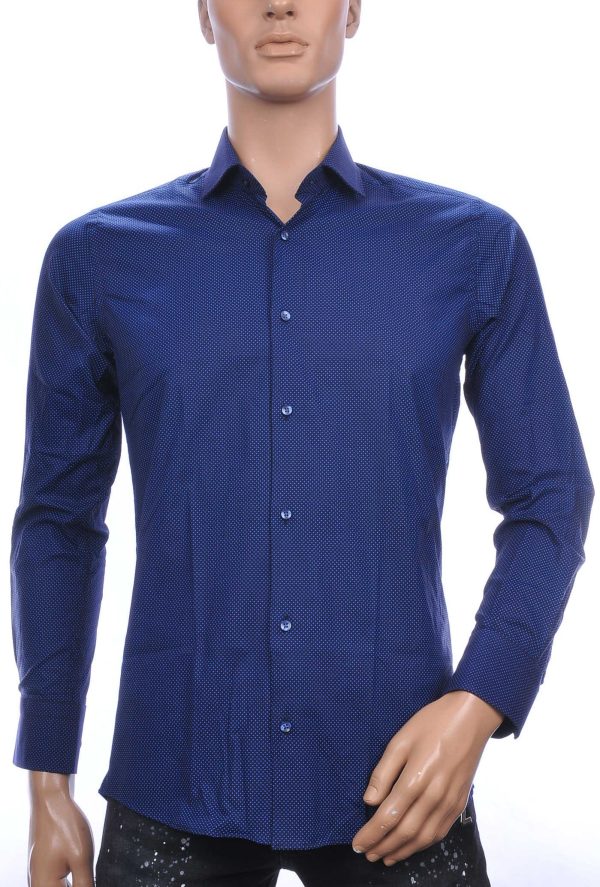 Corrino OLYMP State of Art Blue Industry A fish named fred Wolff Blitz Moncler DIOR Philipp Plein PRADA Louis Vuitton GUCCI VERSACE KENZO Dsquared2 Levi's CHASIN G-STAR DOLCE & GABBANA DIESEL PME LEGEND WAM DENIM LACOSTE slim fit allover puntjes dessin heren overhemd Navy