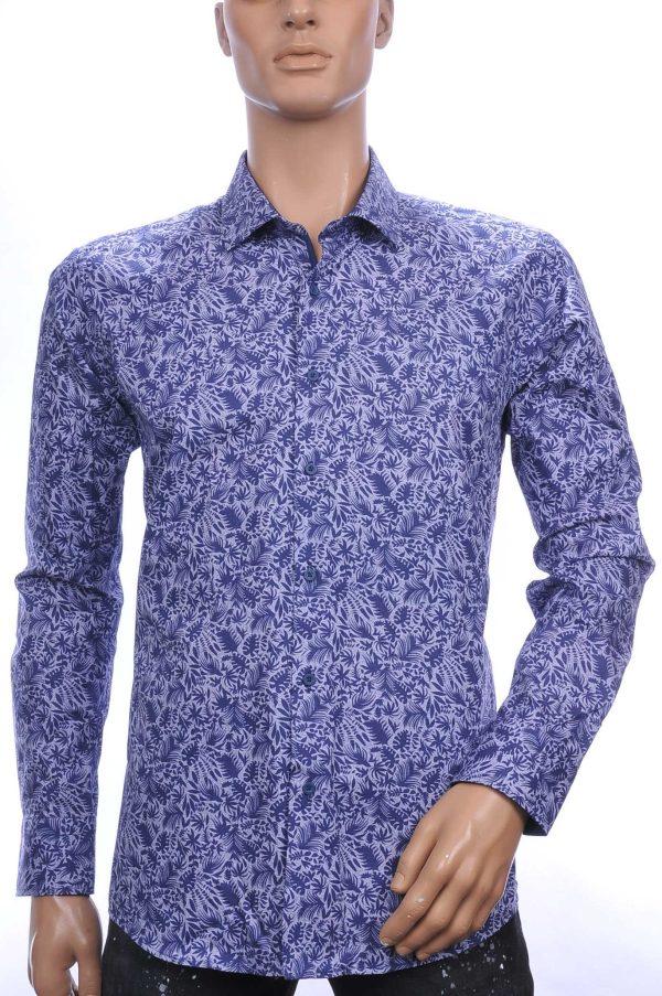 CORRINO OLYMP State of Art Blue Industry A fish named fred Wolff Blitz Moncler DIOR Philipp Plein PRADA Louis Vuitton GUCCI VERSACE KENZO Dsquared2 Levi's CHASIN G-STAR DOLCE & GABBANA DIESEL PME LEGEND WAM DENIM LACOSTE slim fit allover bladeren dessin heren overhemd Navy