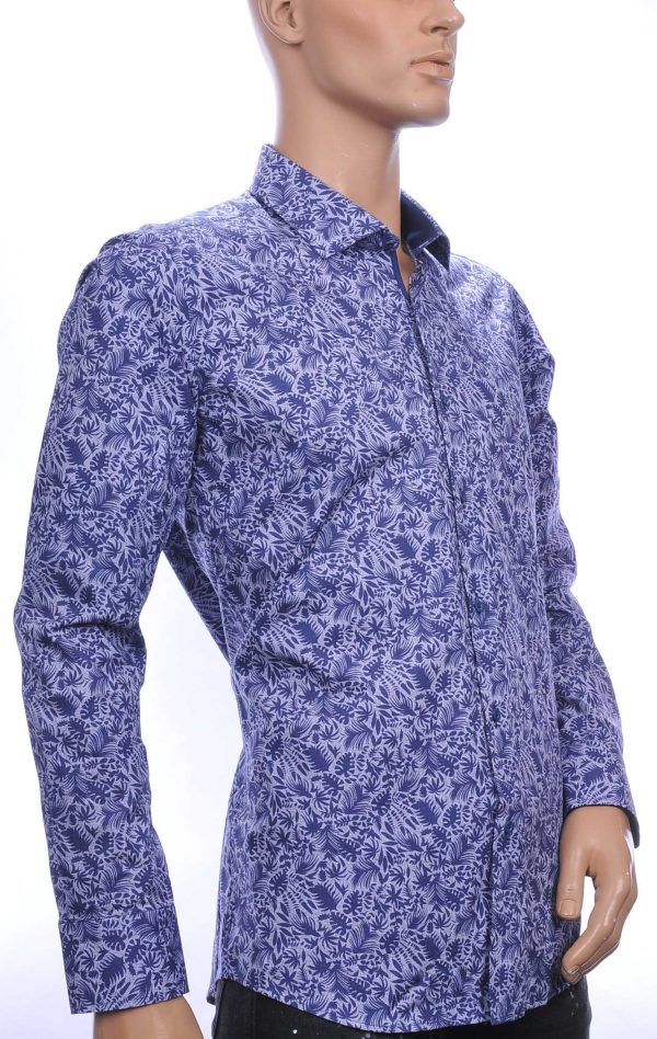 CORRINO OLYMP State of Art Blue Industry A fish named fred Wolff Blitz Moncler DIOR Philipp Plein PRADA Louis Vuitton GUCCI VERSACE KENZO Dsquared2 Levi's CHASIN G-STAR DOLCE & GABBANA DIESEL PME LEGEND WAM DENIM LACOSTE slim fit allover bladeren dessin heren overhemd Navy