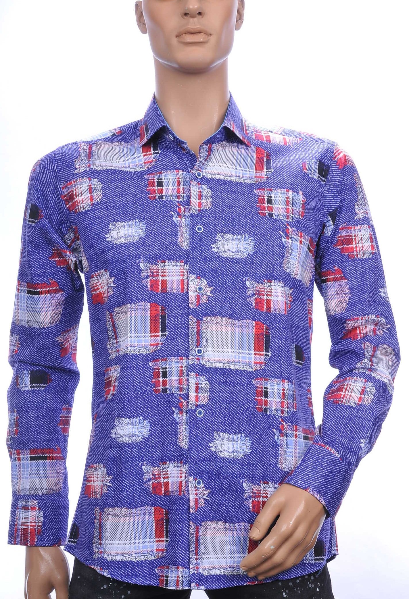 CORRINO OLYMP State of Art Blue Industry A fish named fred Wolff Blitz Moncler DIOR Philipp Plein PRADA Louis Vuitton GUCCI VERSACE KENZO Dsquared2 Levi's CHASIN G-STAR DOLCE & GABBANA DIESEL PME LEGEND WAM DENIM LACOSTE allover multicolor blokjes dessin heren overhemd Paars