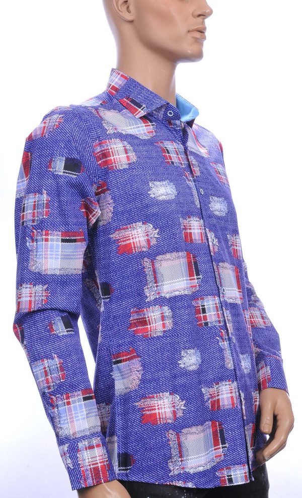 CORRINO OLYMP State of Art Blue Industry A fish named fred Wolff Blitz Moncler DIOR Philipp Plein PRADA Louis Vuitton GUCCI VERSACE KENZO Dsquared2 Levi's CHASIN G-STAR DOLCE & GABBANA DIESEL PME LEGEND WAM DENIM LACOSTE allover multicolor blokjes dessin heren overhemd Paars