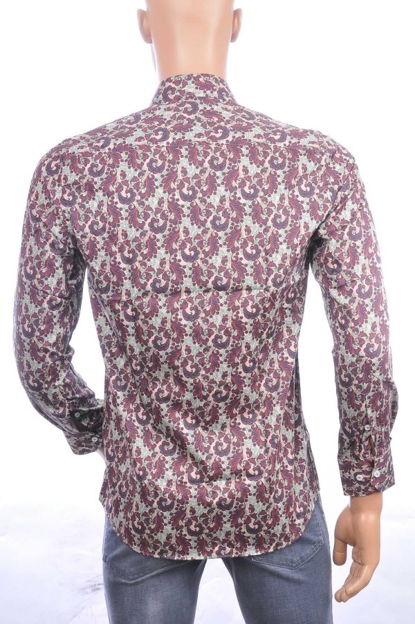 CORRINO trendy allover bloemen dessin slim fit heren overhemd Bruin