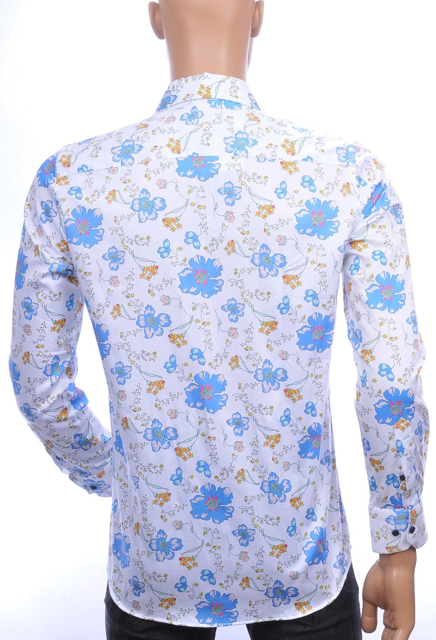 Corrino modern fit allover bloemen dessin heren overhemd Wit