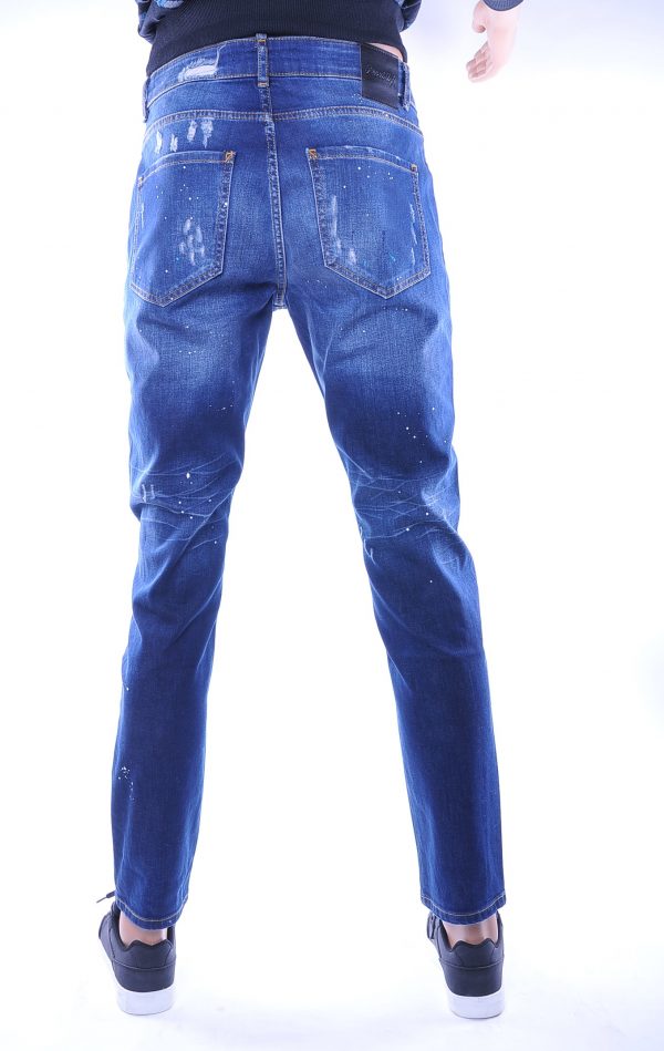 Republix trendy damaged heren jeans met verfspatten, R793 Blauw