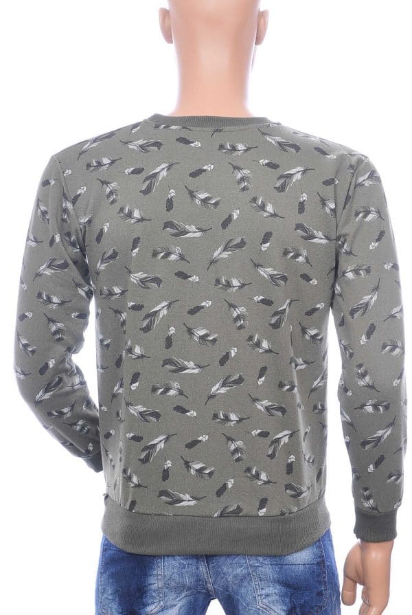 Free Brands heren sweatshirt met allover veren dessin Khaki