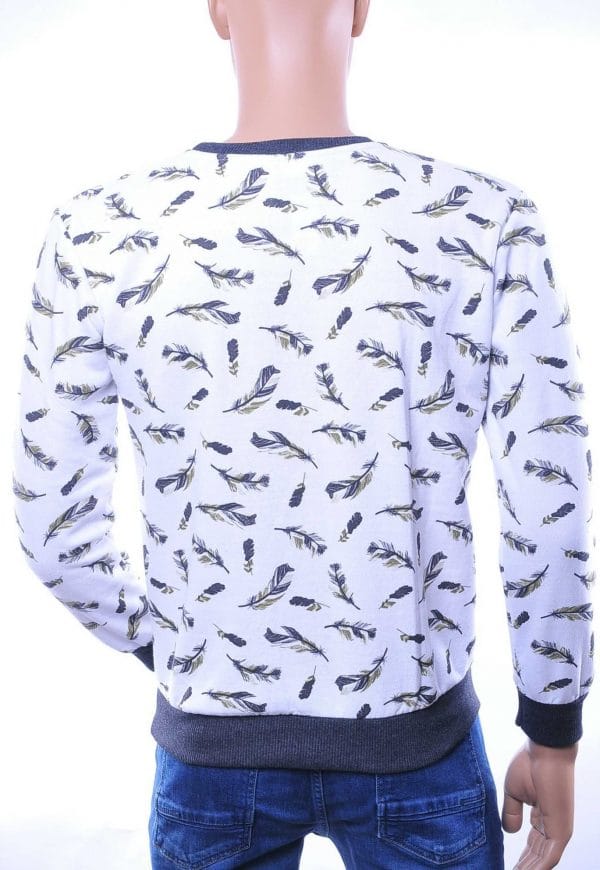 Free Brands heren sweatshirt met allover veren dessin Wit