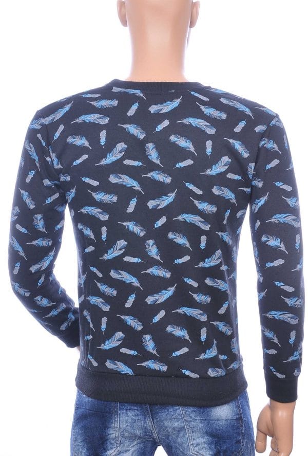 Free Brands heren sweatshirt met allover veren dessin Zwart