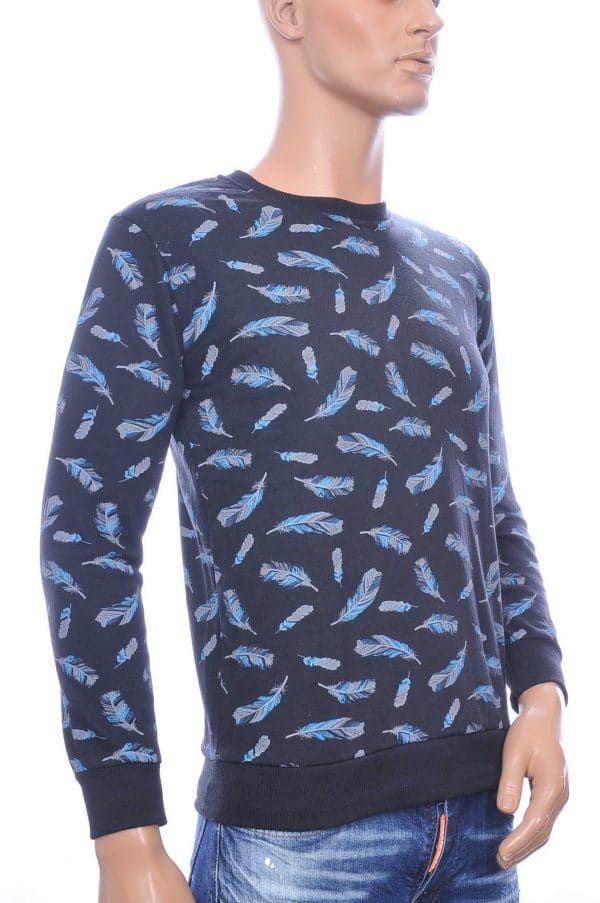 Free Brands heren sweatshirt met allover veren dessin Zwart