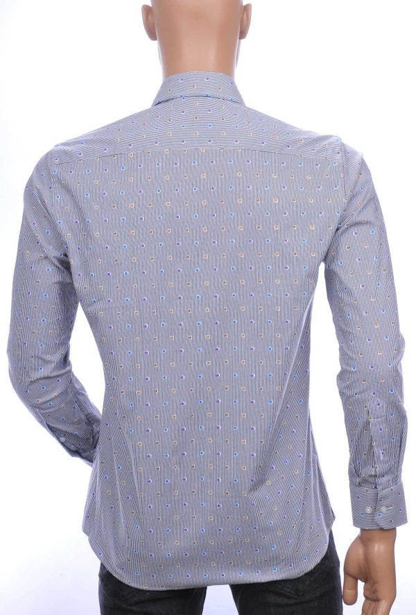 CORRINO Blue Industry Wolff Blitz Moncler DIOR Philipp Plein PRADA Louis Vuitton GUCCI VERSACE KENZO Dsquared2 Levi's CHASIN G-STAR DOLCE & GABBANA DIESEL PME LEGEND WAM DENIM LACOSTE slim fit allover bloemen verticale strepen dessin heren overhemd Grijs