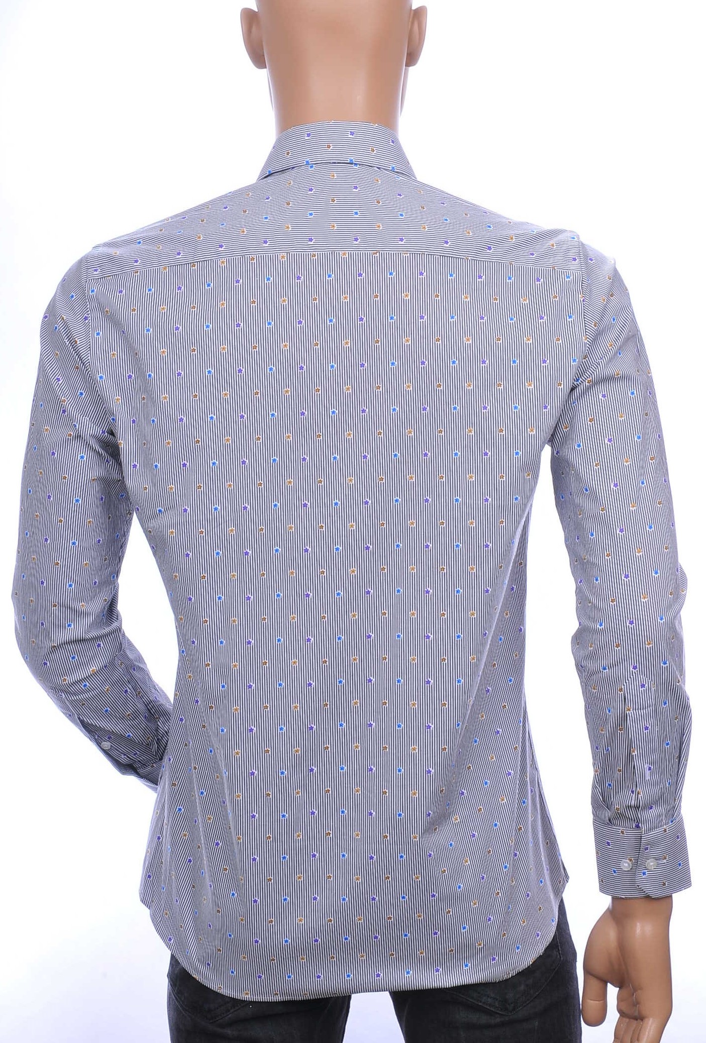 CORRINO Blue Industry Wolff Blitz Moncler DIOR Philipp Plein PRADA Louis Vuitton GUCCI VERSACE KENZO Dsquared2 Levi's CHASIN G-STAR DOLCE & GABBANA DIESEL PME LEGEND WAM DENIM LACOSTE slim fit allover bloemen verticale strepen dessin heren overhemd Grijs