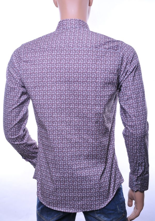 Ferlucci calabria trendy slim fit allover bladeren dessin heren overhemd, F087 Bruin