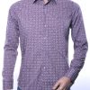 Ferlucci Trendy Slim Fit Getailleerd Heren Overhemd met Allover Bladeren Dessin – Bruin