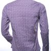 Ferlucci Trendy Slim Fit Getailleerd Heren Overhemd met Allover Bladeren Dessin – Bruin