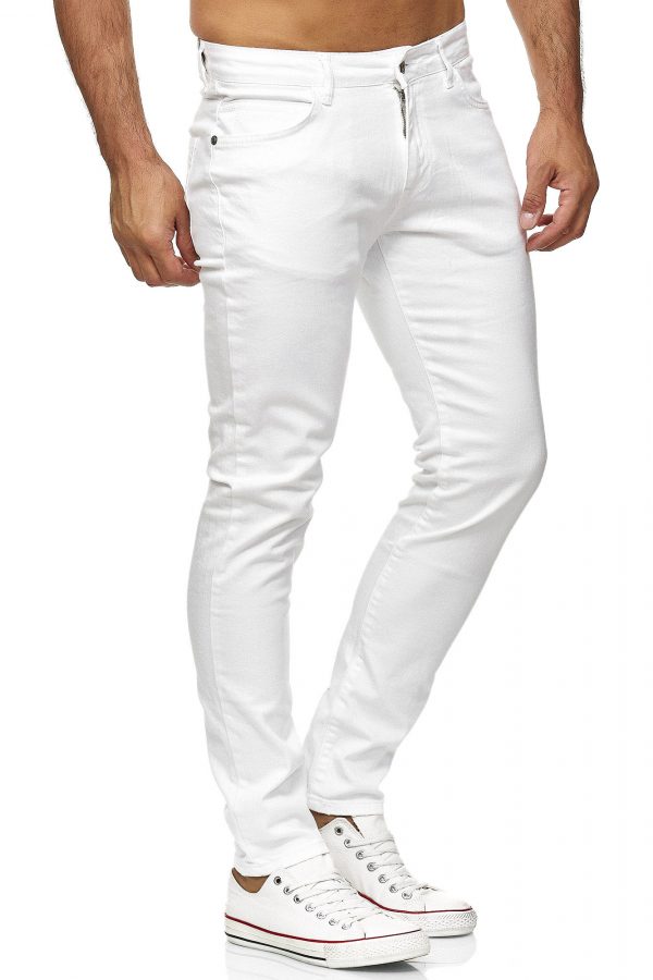 Red Bridge trendy effen witte kleur slim fit heren skinny jeans, R224 Wit