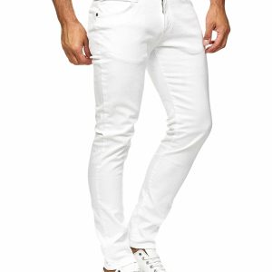 RED BRIDGE Slim Fit Stretch Heren Jeans wit achterkant met klassiek 5-pocket ontwerp.