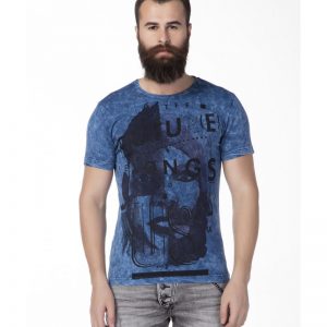 Cipo & Baxx trendy slim fit vintage heren T-Shirt Blauw