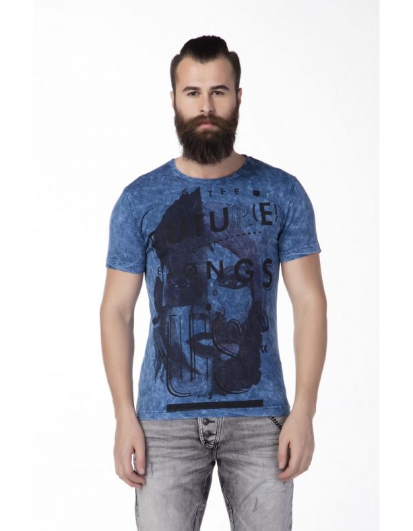 Cipo & Baxx trendy slim fit vintage heren T-Shirt Blauw