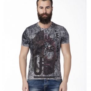 Cipo & Baxx trendy slim fit vintage heren T-Shirt Grijs