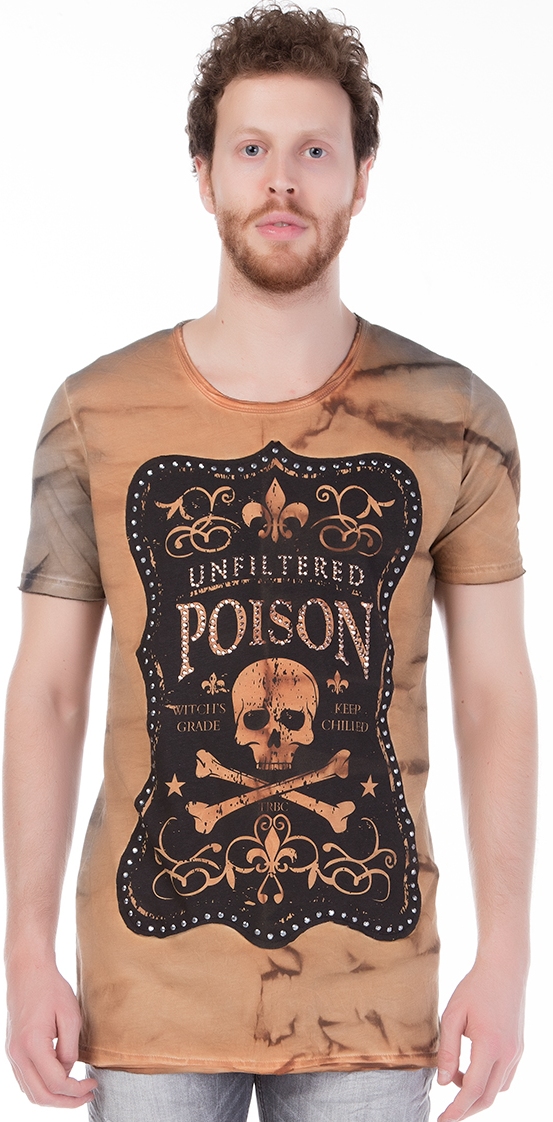 Red Bridge exclusieve slim fit heren skull T-Shirt Bruin