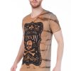 Red Bridge exclusieve slim fit heren skull T-Shirt Bruin