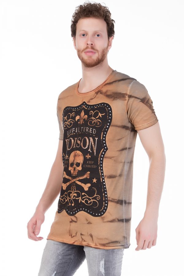Red Bridge exclusieve slim fit heren skull T-Shirt Bruin