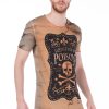 Red Bridge exclusieve slim fit heren skull T-Shirt Bruin