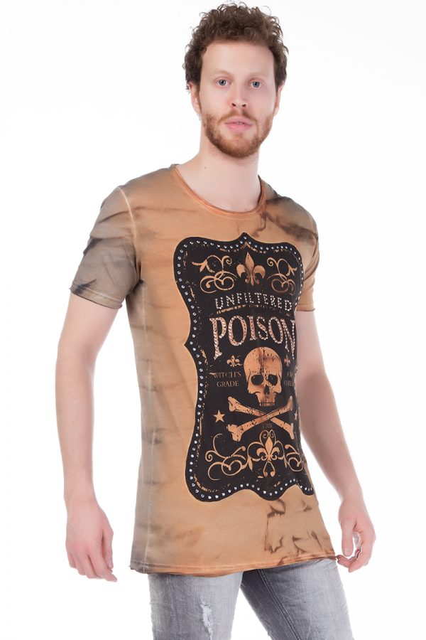 Red Bridge exclusieve slim fit heren skull T-Shirt Bruin