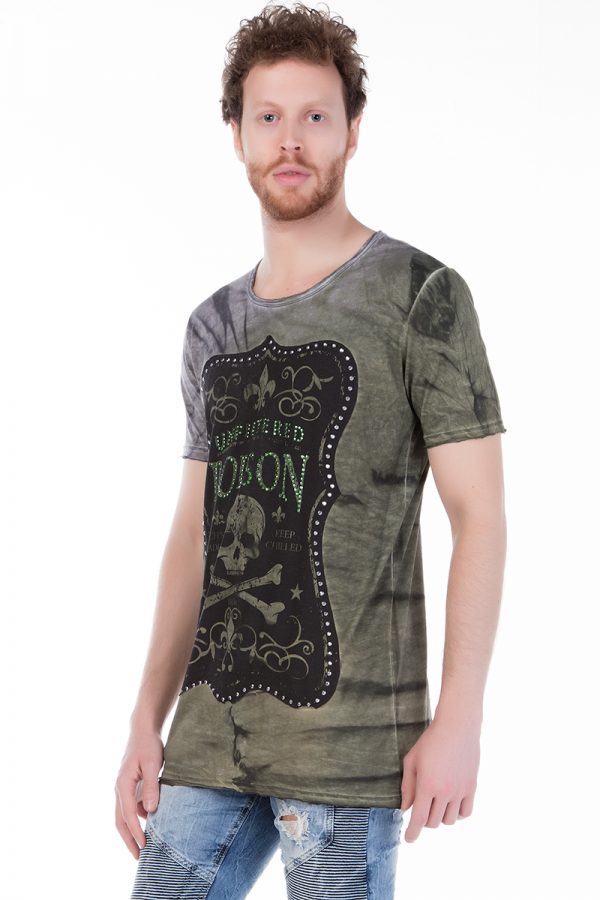 Red Bridge exclusieve slim fit heren skull T-Shirt Khaki