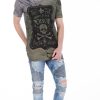Red Bridge exclusieve slim fit heren skull T-Shirt Khaki