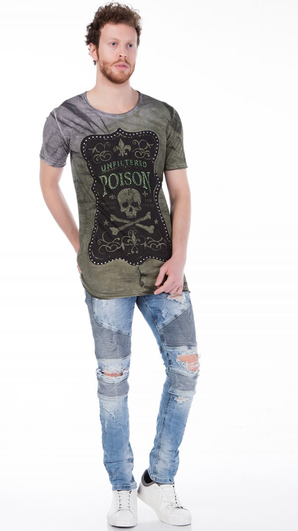 Red Bridge exclusieve slim fit heren skull T-Shirt Khaki