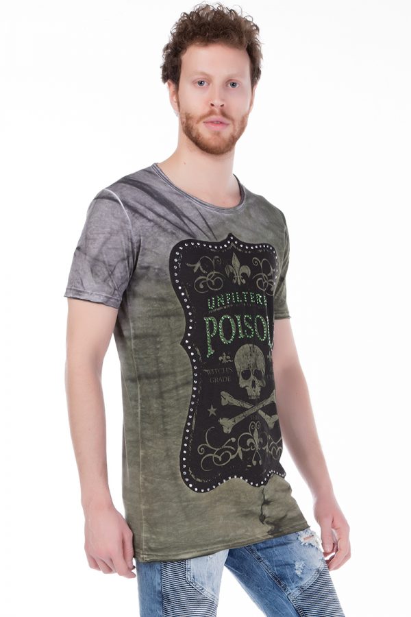 Red Bridge exclusieve slim fit heren skull T-Shirt Khaki