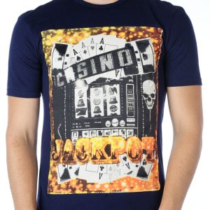 Ricardi trendy ronde hals heren T-shirt met CASINO print Navy