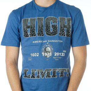 Ricardi HIGH LIMIT trendy heren T-Shirt met steentjes Blauw