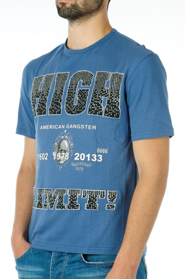 Ricardi HIGH LIMIT trendy heren T-Shirt met steentjes Blauw