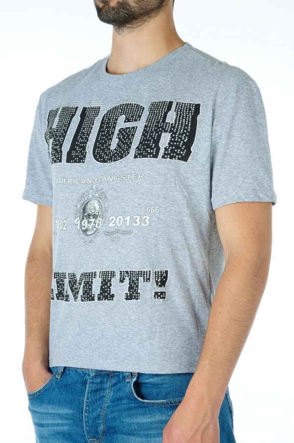 Ricardi HIGH LIMIT trendy heren T-Shirt met steentjes Grijs