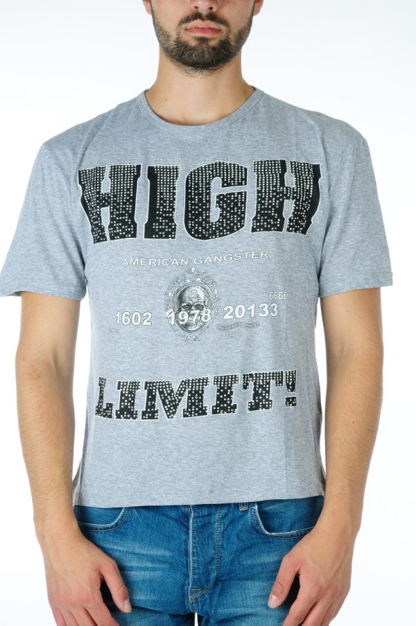 Ricardi HIGH LIMIT trendy heren T-Shirt met steentjes Grijs