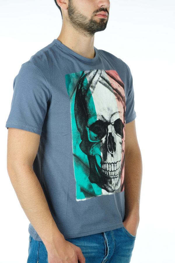 Ricardi trendy modern fit ronde hals heren skull T-shirt Antraciet