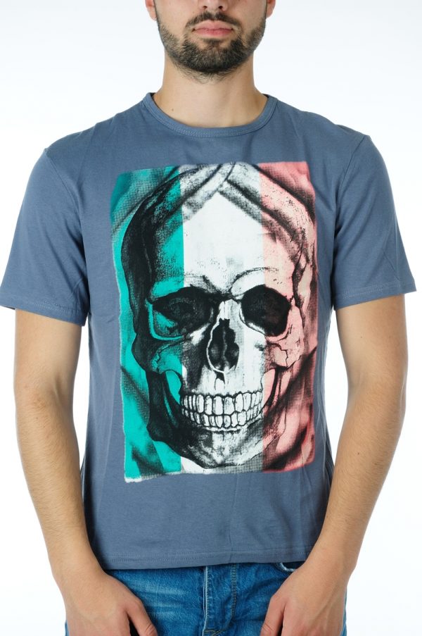 Ricardi trendy modern fit ronde hals heren skull T-shirt Antraciet